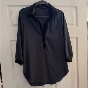 Black Blouse with Sequin Collar